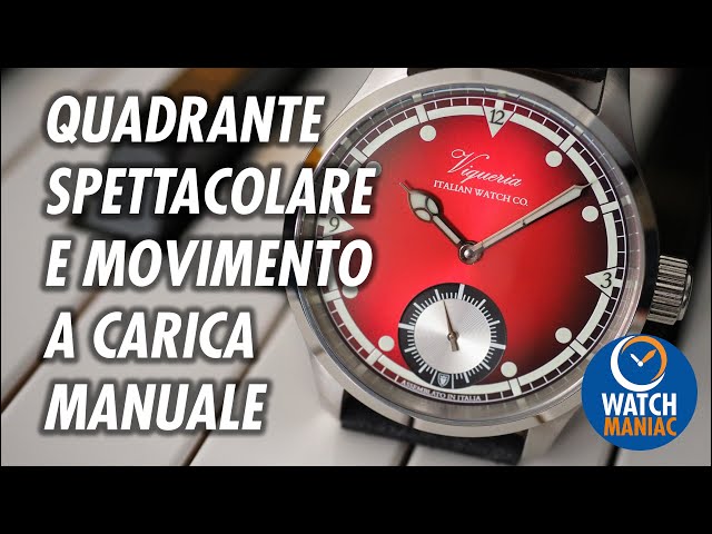 Viqueria Prometeo Automatico Acciaio Rosso Argento Pelle Nero Zaffiro Vintage Orologio Uomo