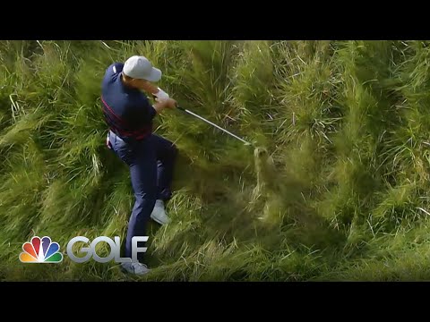 Jordan Spieth nails incredible blind shot on 17 from impossible lie at Ryder Cup | Golf Channel