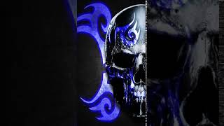 Galaxy Themes - [poly] dark metal skull and blue light screenshot 1