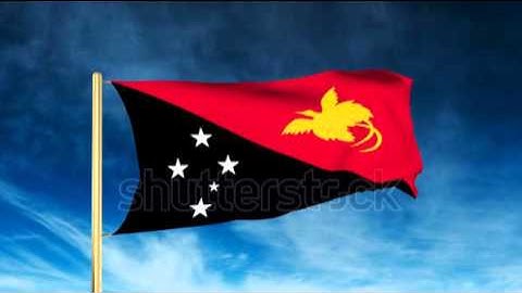 Papua New Guinea flag slider style. Waving in the win with cloud background animation Stock video