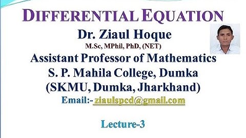 Differential Equation Lecture-3