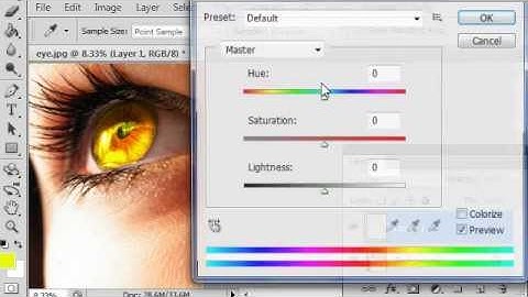change eye color in Photoshop CS5 for beginners