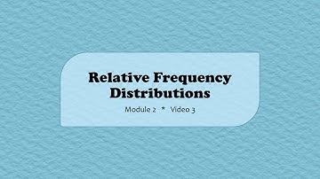MA110 || Relative Frequency Distributions || Video 2-3
