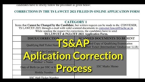 Ts&Ap lawcet Application Corrections
