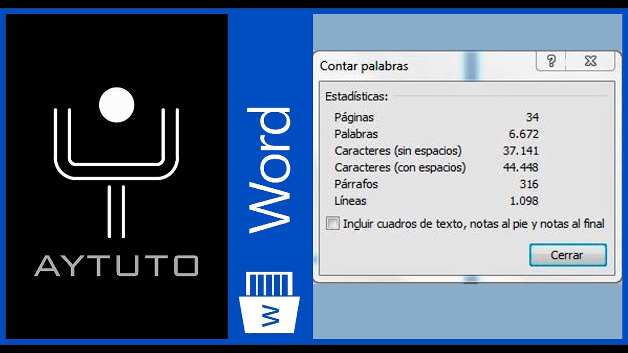 Contar caracteres y palabras que tiene un texto en WORD 2007, 2010, 2013, 2016 - YouTube