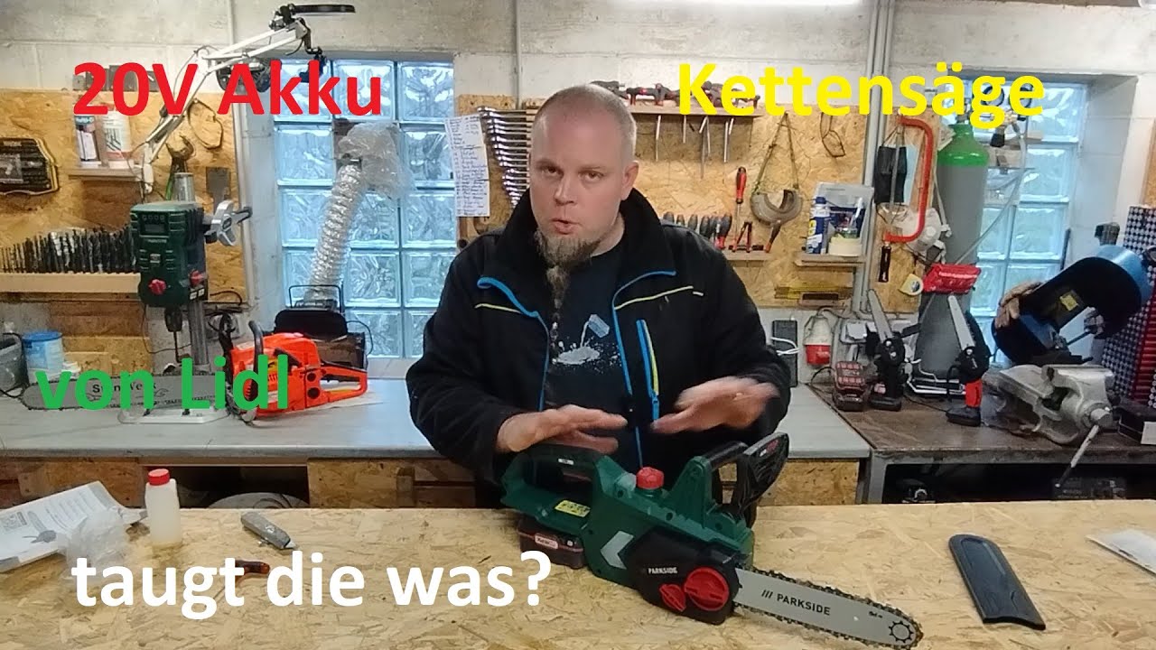 23cm Akku Kettensäge von Lidl - Parkside 20V PKSA 20-Li Test - YouTube