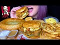 ASMR KFC MUKBANG (NO TALKING) SPICY CHICKEN SANDWICH + POT PIE + MAC &amp; CHEESE