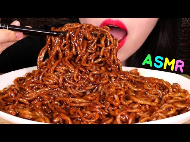 ASMR TRUFFLE BLACK BEAN NOODLES 트러플오일 짜파게티 먹방 ジャージャー麺 咀嚼音 EATING SOUNDS NO TALKING MUKBANG ZOEY ASMR class=