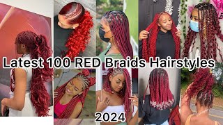 100 NEW & LATEST RED BRAIDS HAIRSTYLES 🔥For all African Black Women🔥look elegant