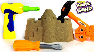 COLORFUL KINETIC SANDCASTLE SURPRISES AND FUN WITH POWER TOOLS