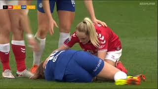 Maren Mjelde injury in Bristol vs. Chelsea Cup Final game.