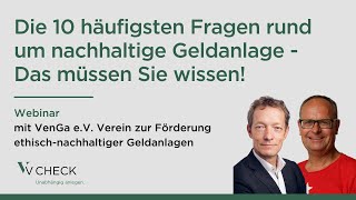 Webinar: Die 10 häufigsten Fragen zur nachhaltigen Geldanlage - Das müssen Sie wissen