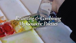 Reorganize My Palette | Holbein Gouache | Rewetting, Mixing, Moving