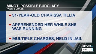 Burglary investigation leads to pursuit in Minot late Saturday evening