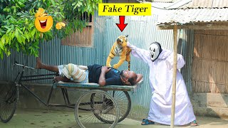 Pranking the Ghost with a Fake Tiger | The Most Epic Prank in Village | Best Laughing Prank Video