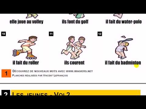 French lesson # Vocabulary # Les jeunes et les activités