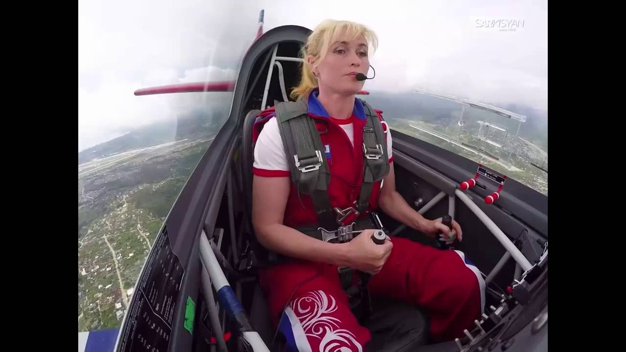 Cute Female aerobatic pilot Svelana Kapanina live on the show The