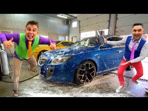 Mr. Joe & Mr. Joker on Opel in Car Wash for Kids