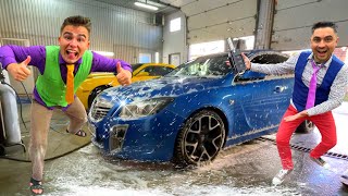 Mr. Joe & Mr. Joker on Opel in Car Wash for Kids