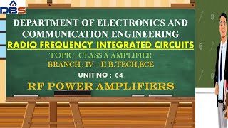Class A amplifier | RF Power Amplifiers | RFIC | ECE | Online Education | DBSIT