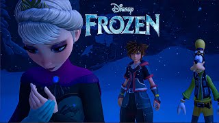 Kingdom Hearts Elsas First Encounter With Sora, Donald & Goofy Frozen Crossover Cutscene