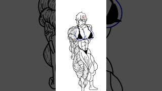 Muscular girl hard flex (animation)