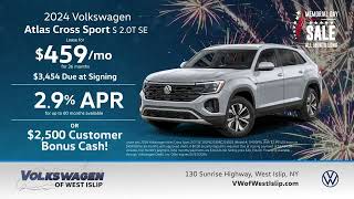 The Memorial Day Sale is going on ALL month long at Volkswagen of West Islip!