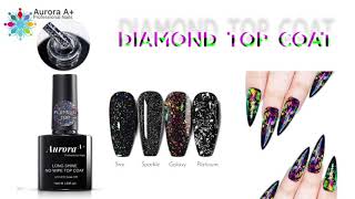 Aurora Diamond No Wipe Top Coat With Glitter Product Show Galaxy Sparkle Star Platinum Nails