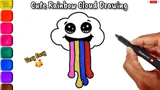 Create a Glittery Rainbow Cloud with this Easy Drawing Tutorial for Kids🌈 ☁️ | #kids #drawing