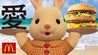 右手に愛、左手にビッグマックを持つシルバニアファミリー