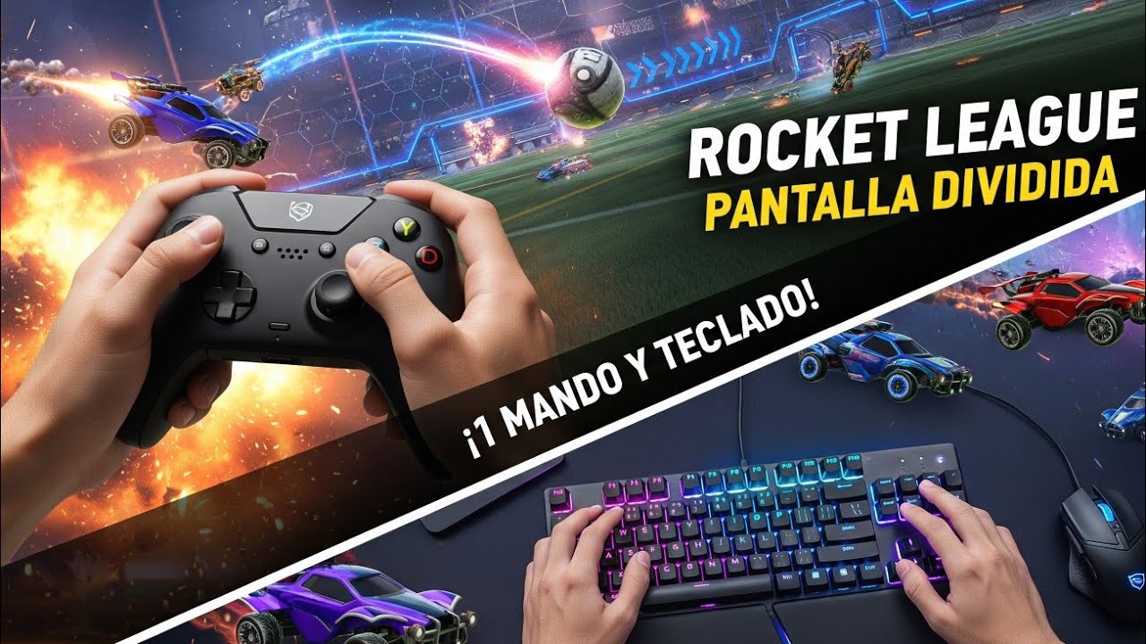 JUGAR ROCKET LEAGUE PANTALLA DIVIDIDA CON 1 MANDO - 1 MANDO Y TECLADO