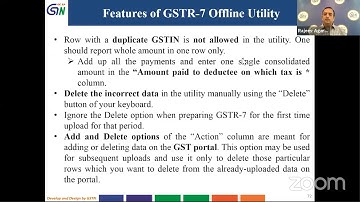 Filing of Form GSTR-7 using Offline tool on GST Portal by Tax Deductors ( In English Language)