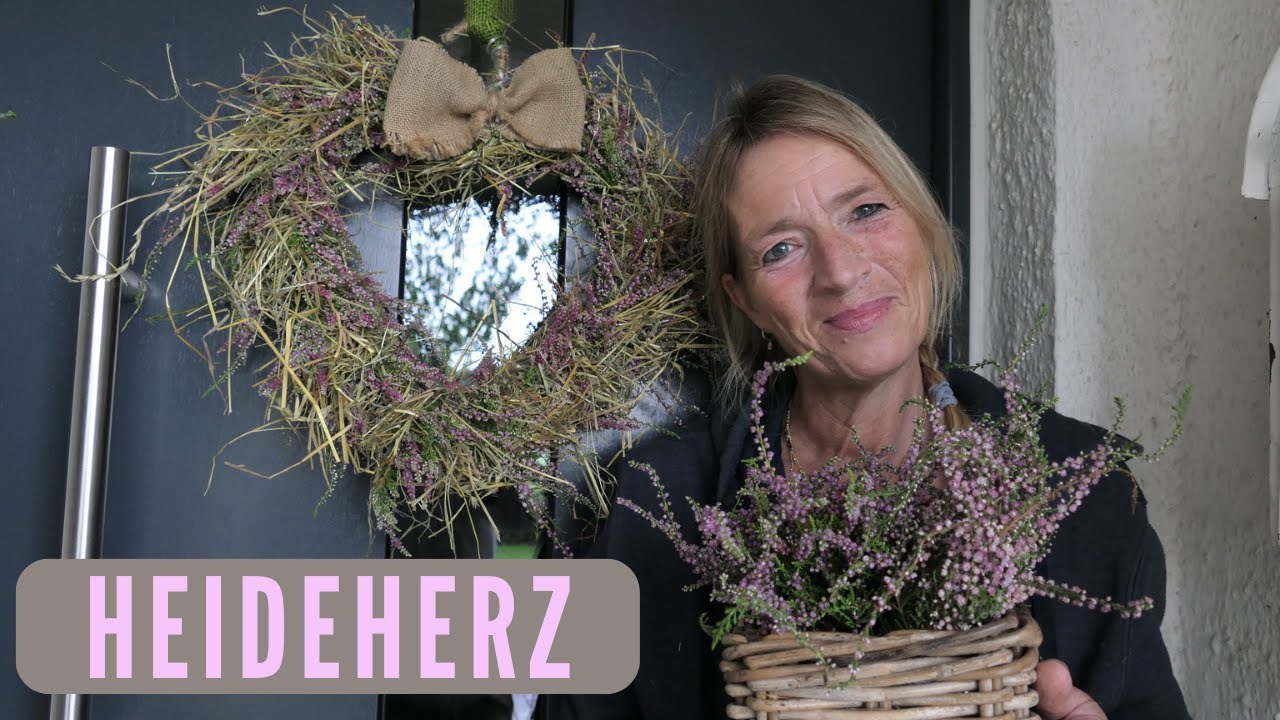 DIY Heidekranz mit Heu 💜 shabby chic für die Haustür 💜 Landhaus Charakter mit Heide 💜
