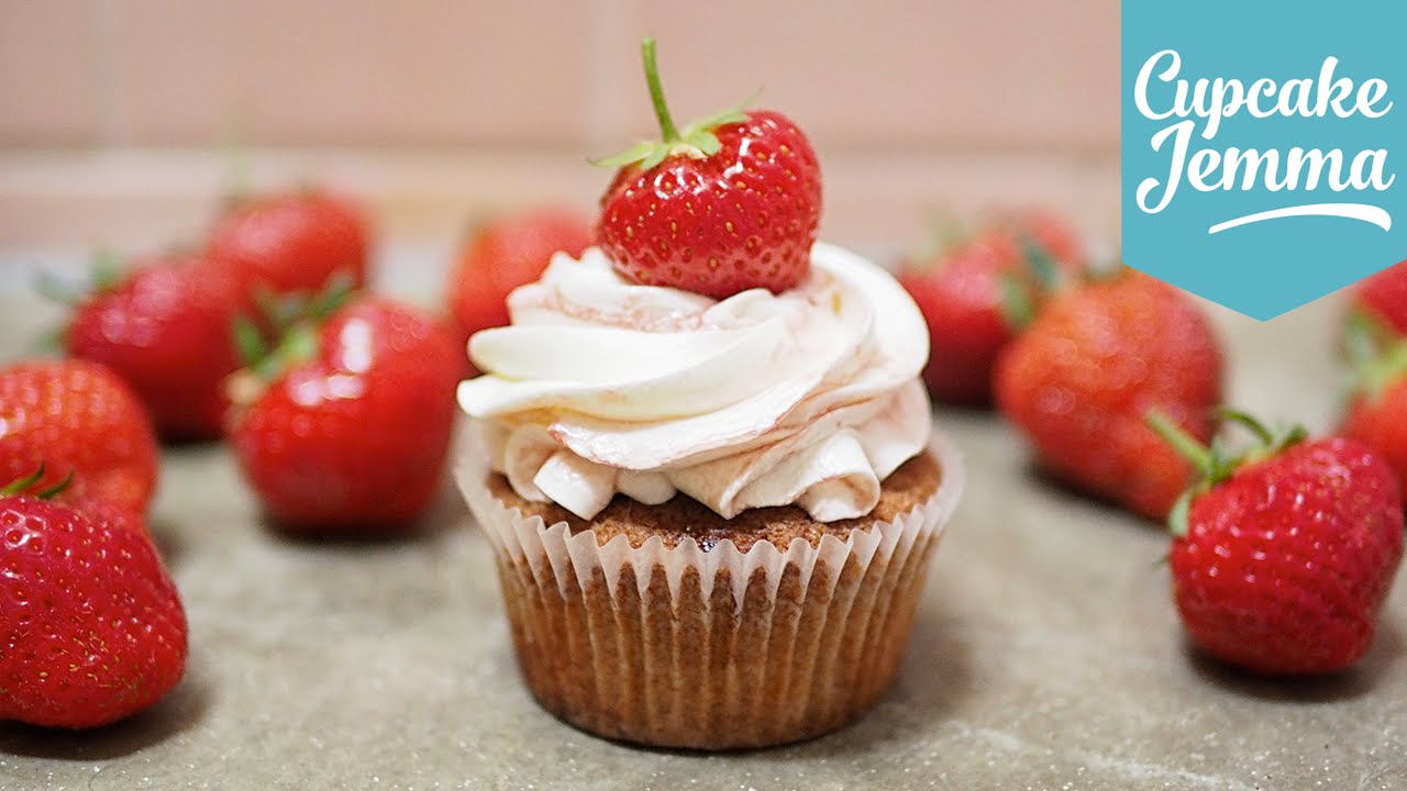 Strawberries and Cream Cupcakes | Cupcake Jemma | CupcakeJemma