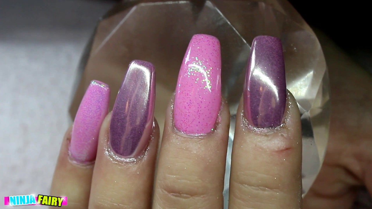 2. Glittery Pink Nail Tips with Chevron Design - wide 6