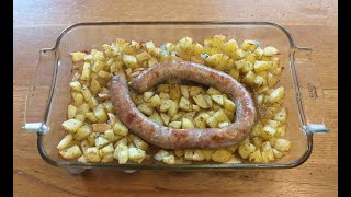 Saucisse de Toulouse au four et pommes de terre