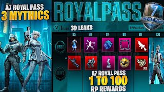 A7 Royal Pass 1 To 100 Rp Rewards | A7 Mythic Outfits | Upgradable Skin 50 Rp |PUBGM