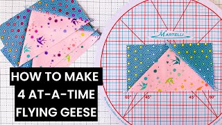 Quick and easy 4 atatime flying geese quilt blocks + QUILTY MATH for perfect oversized blocks