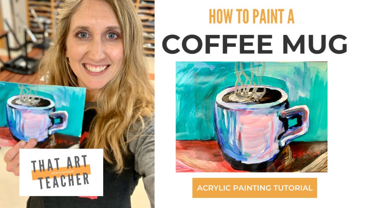 Acrylic paint mug painting:Acrylic coffee cup painting&painting