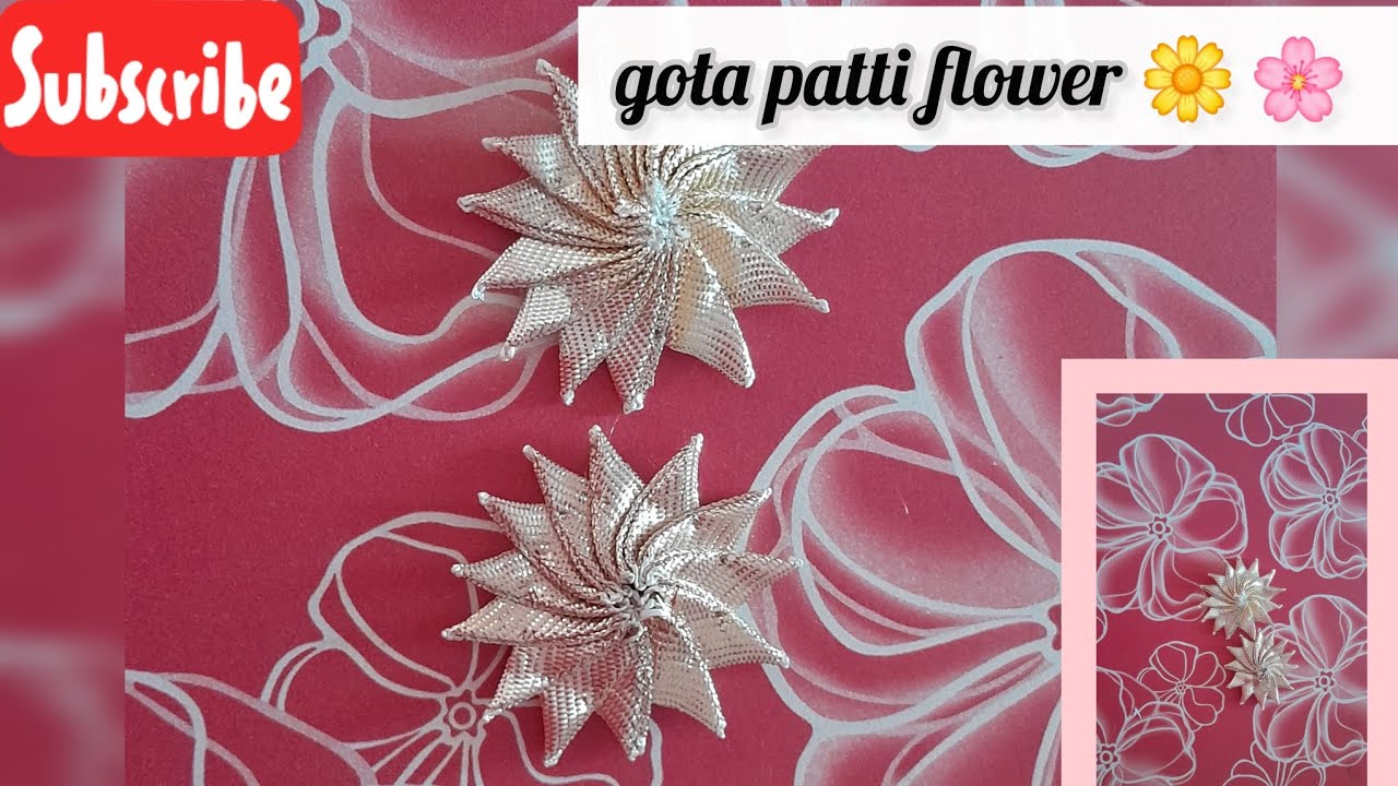 Gota patti flower/ how to make gota patti flower/गोटा फूल कैसै बनाए घर पर🌸🪡🌸