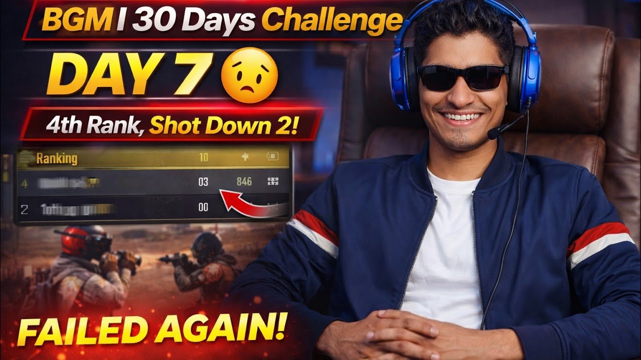BGMI 30 Days Challenge – Day 7 😢 | 2 Knock, 4th Rank… Phir Bhi FAIL! 😞
