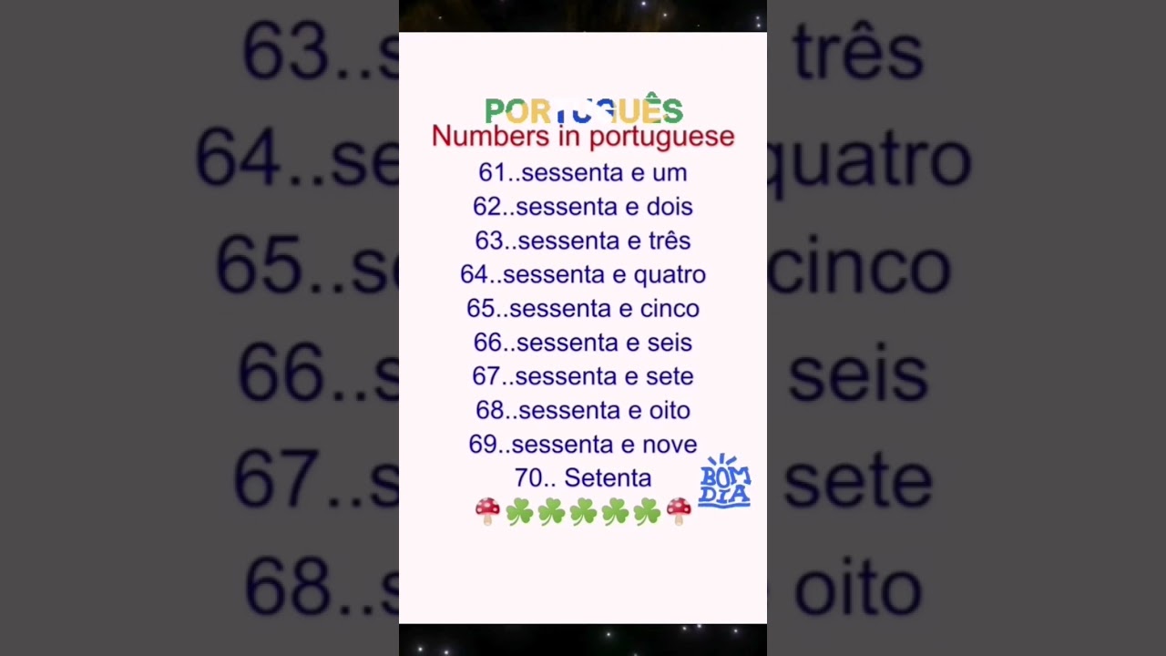 how to pronounce numbers in portuguese 61 to 70 
