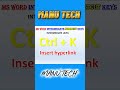 Ctrl+K MS Word shortcut keys hindi