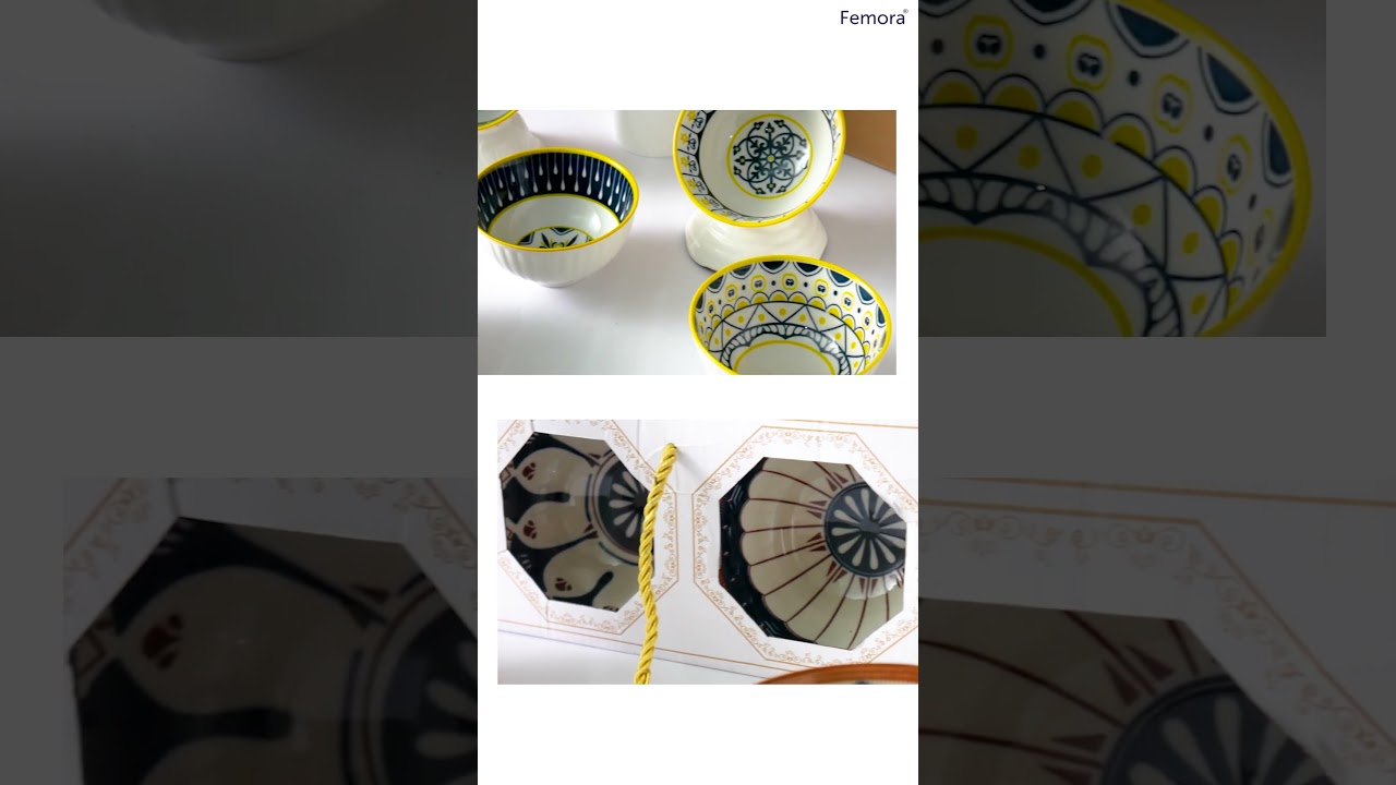 Femora Ceramic Bowl Set of 4 | Stylish & Durable Serving Bowls in Gift-Ready Packaging 🎁✨