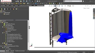 SolidWorks Flow Simulation  Simulación de llenado en tanque.