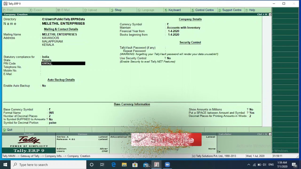 COMPANY CREATION IN TALLY ERP 9 YouTube COMPANY CREATION IN TALLY ERP 9 YouTube