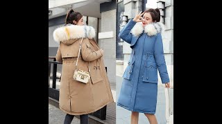 2020 Winter new arrival women coat winter fur collar with a hood thick cotton long jaket for women