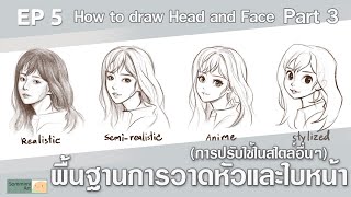 พื้นฐานวาดหัวและใบหน้า How to draw FACE and HEAD PART 3 - สอนวาดรูป EP5 drawing tutorial (ENG sub)