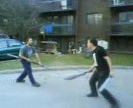 Dagger And Sword Fighting Against Double Bladed Staff Youtube