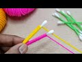 Amazing 2 Beautiful Woolen Yarn Flower making ideas with Cotton Buds | Easy Sewing Hack